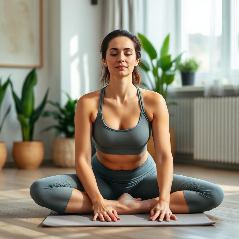 Жінка у позі для розтягування хребта