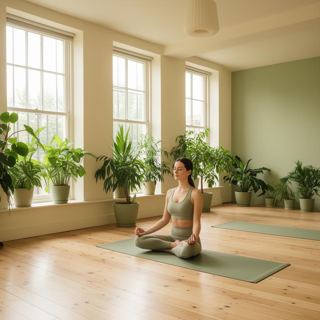 Медитація у світлій йога-студії з рослинами